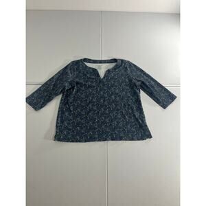 L.L. Bean women blouse size large petitie blue floral
